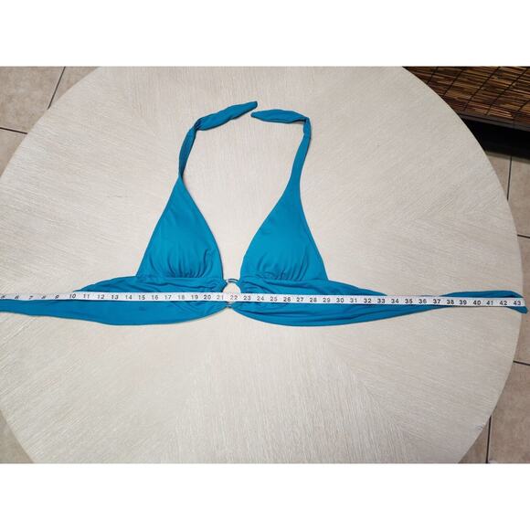 Carmen Marc Valvo Women's Ring Front Halter Bikini Top Turquoise Large - Picture 5 of 8